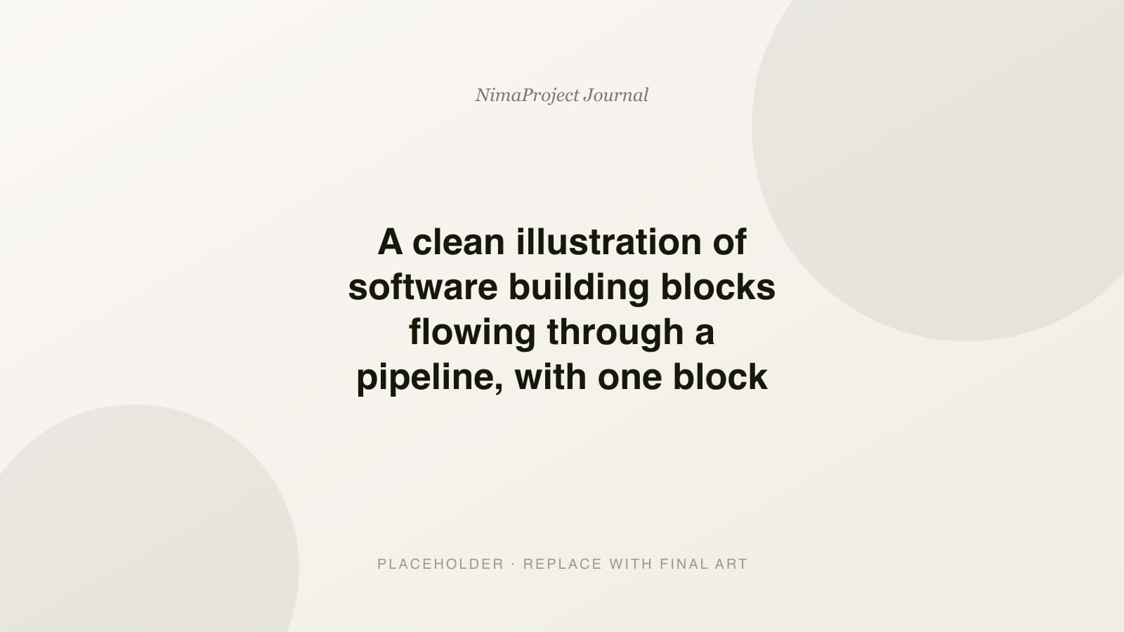 A clean illustration of software building blocks flowing through a pipeline, with one block highlighted as a hidden risk
