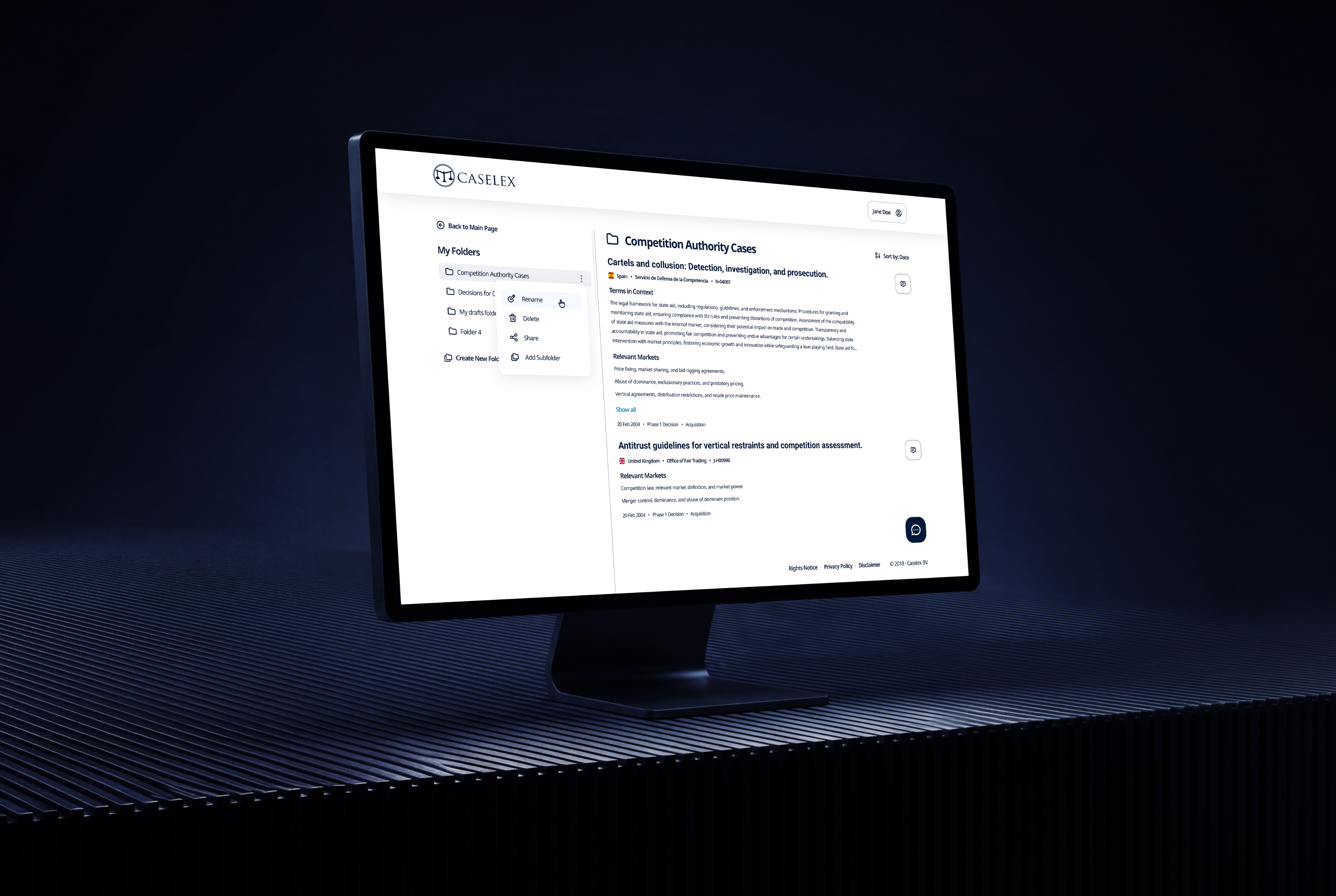 Caselex final UI — search and filters