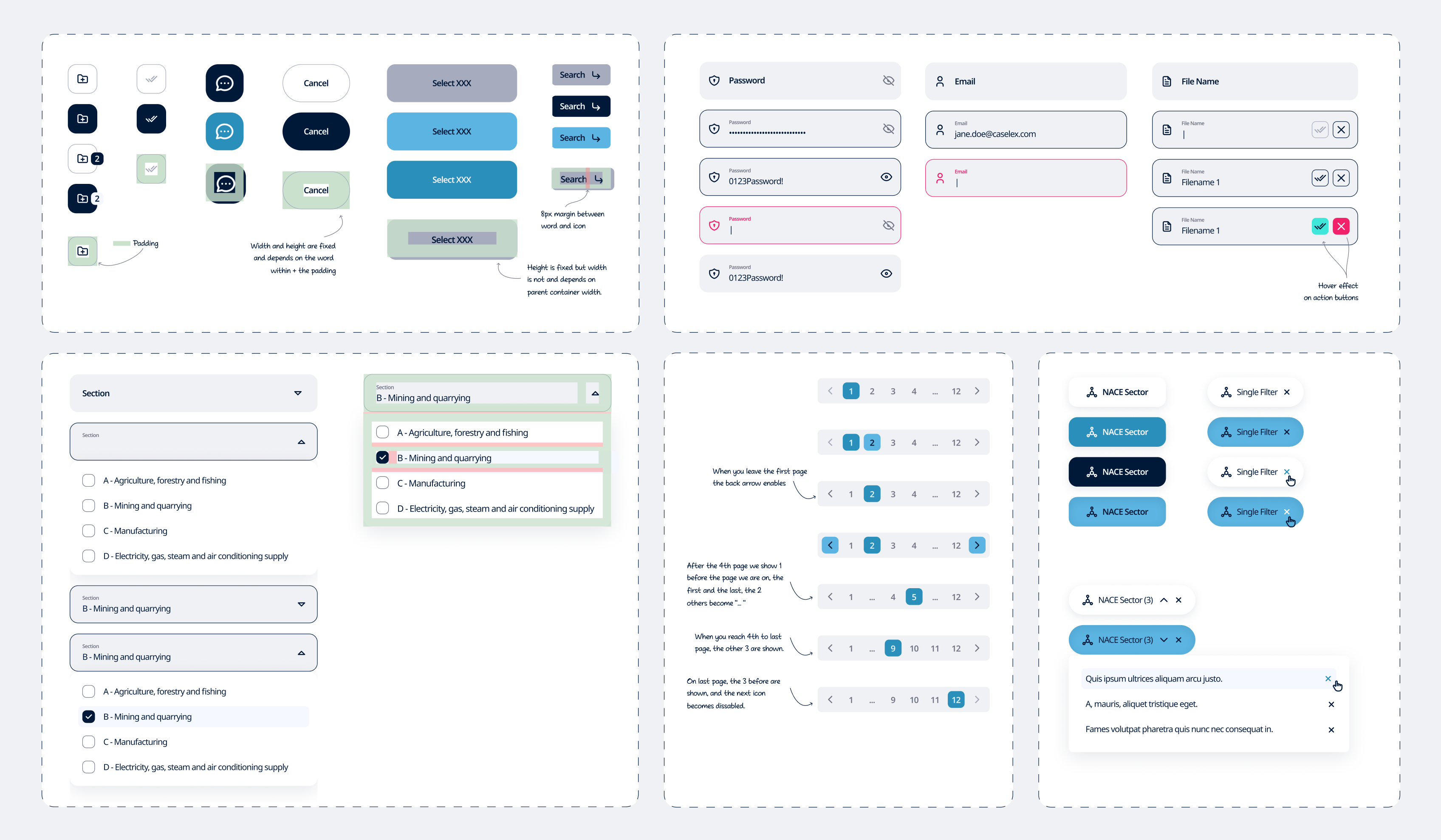 Caselex design process — wireframing and UI iteration timeline