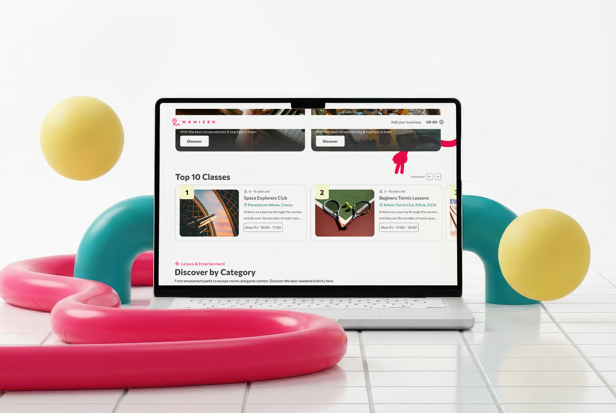 Momizen mobile experience — completed platform vision on smartphone showing the full product journey
