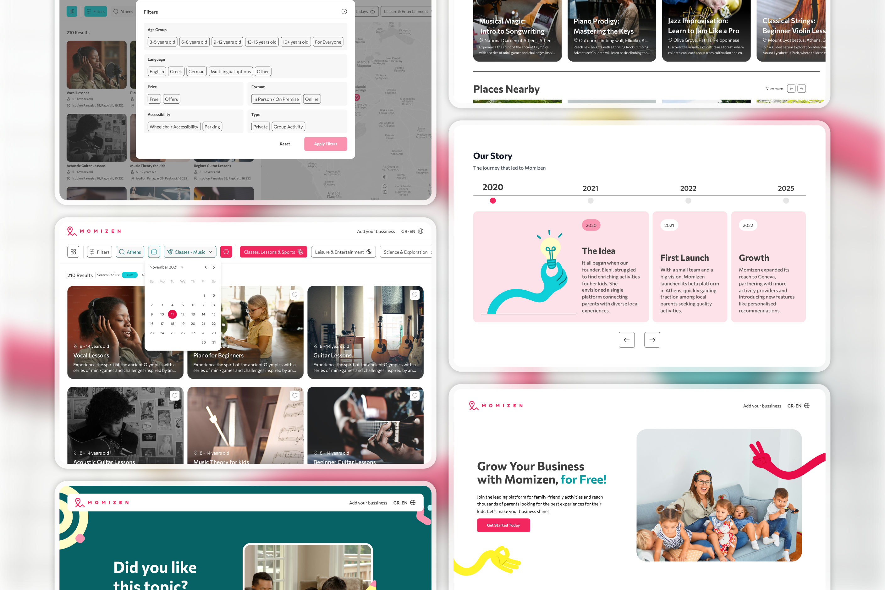 Momizen platform outcome — complete ecosystem delivering activity discovery for families and visibility for providers