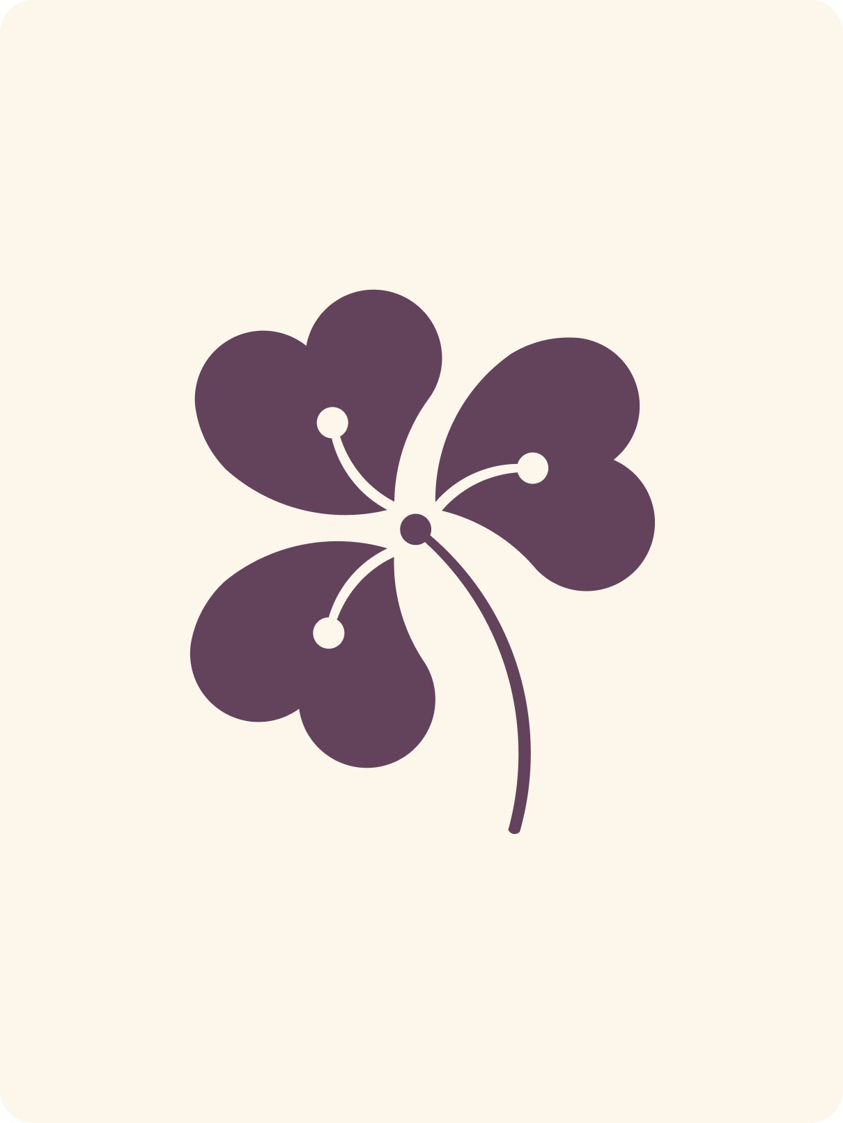 The WhiteClover three-heart clover icon on a soft cream background — the brand's primary mark
